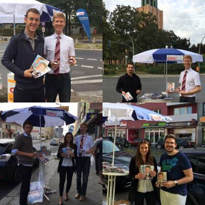 Roman Simon gemeinsam mit Mitgliedern der Jungen Union Tempelhof-Sch�neberg in Mariendorf
