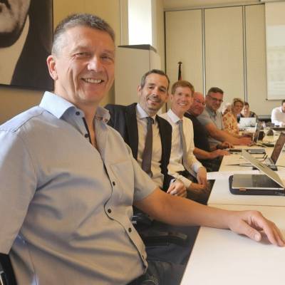 Fr�hliche Gesichter bei den heutigen Vertretern der CDU-Fraktion Berlin kurz vor Beginn der Sitzung des Ausschusses f�r Gesundheit und Pflege im Abgeordnetenhaus Berlin am 27. Mai 2024.